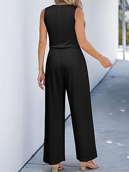 タグ付未使用 NEAU SLEEVELESS JUMPSUITオールインワン 黒 Amazon.com: Nlife Tank Top Sleeveless Flare Jumpsuit with